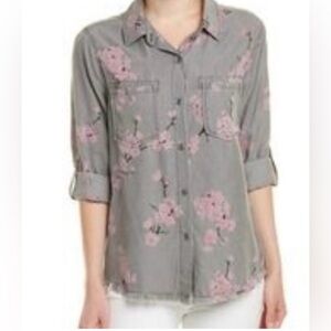 Billy T Madge Floral Chambray Button Down Shirt Size Large